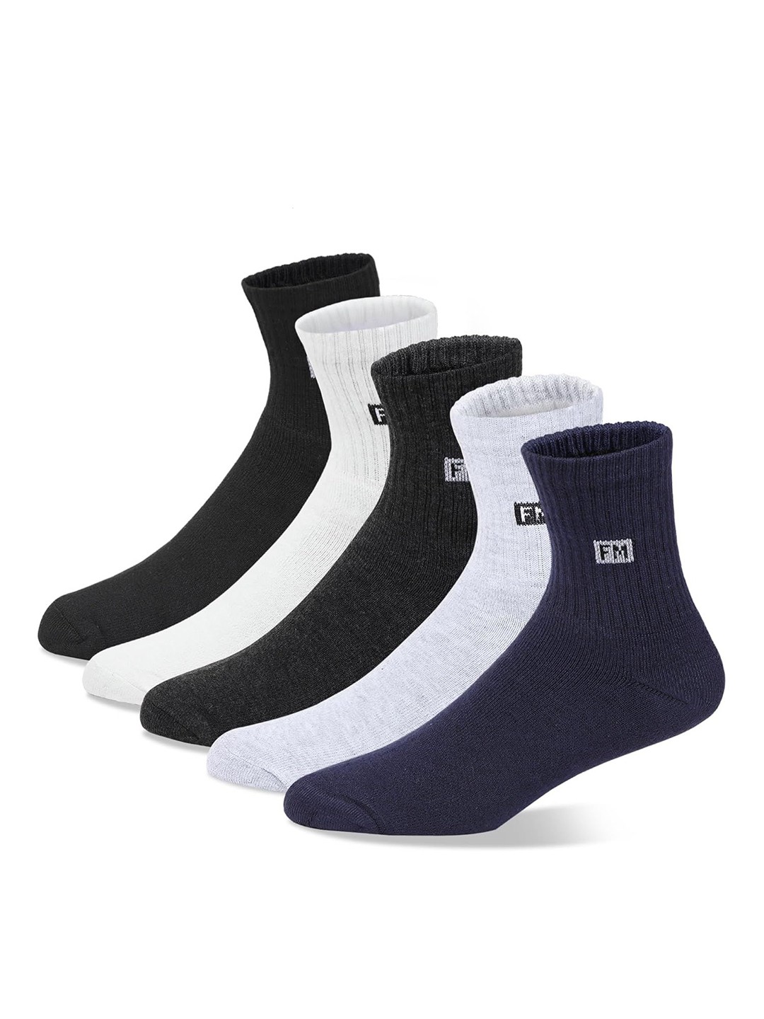 

Fitness Mantra Unisex Pack Of 5 Calf Length Socks, Black
