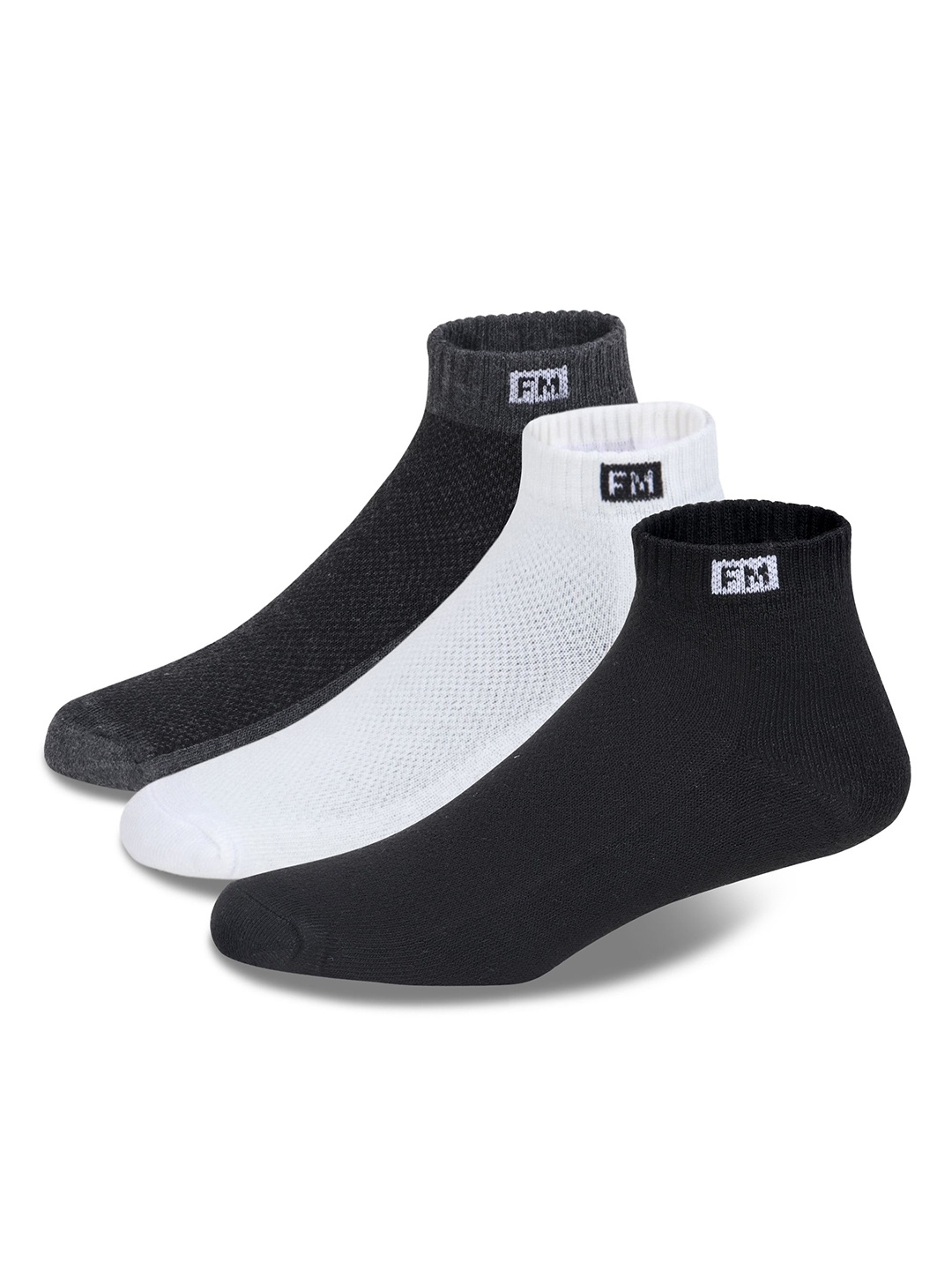 

Fitness Mantra Unisex Pack of 3 Cotton Above Ankle Length Socks, White