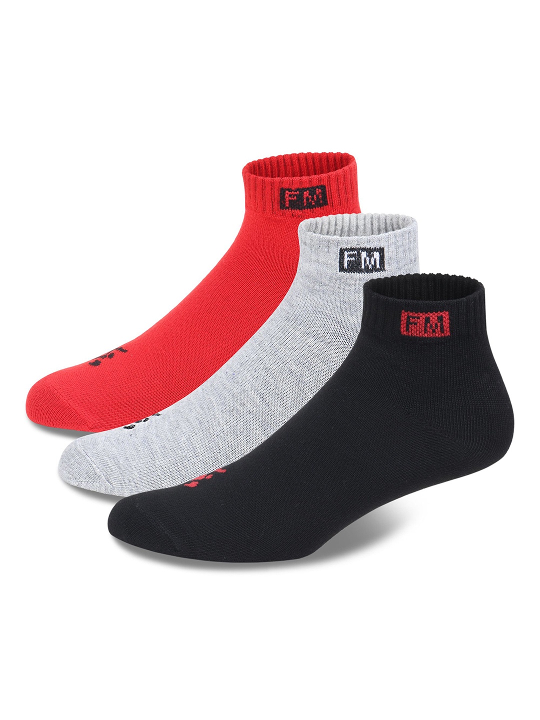 

Fitness Mantra Unisex Pack of 3 Cotton Above Ankle Length Socks, Red