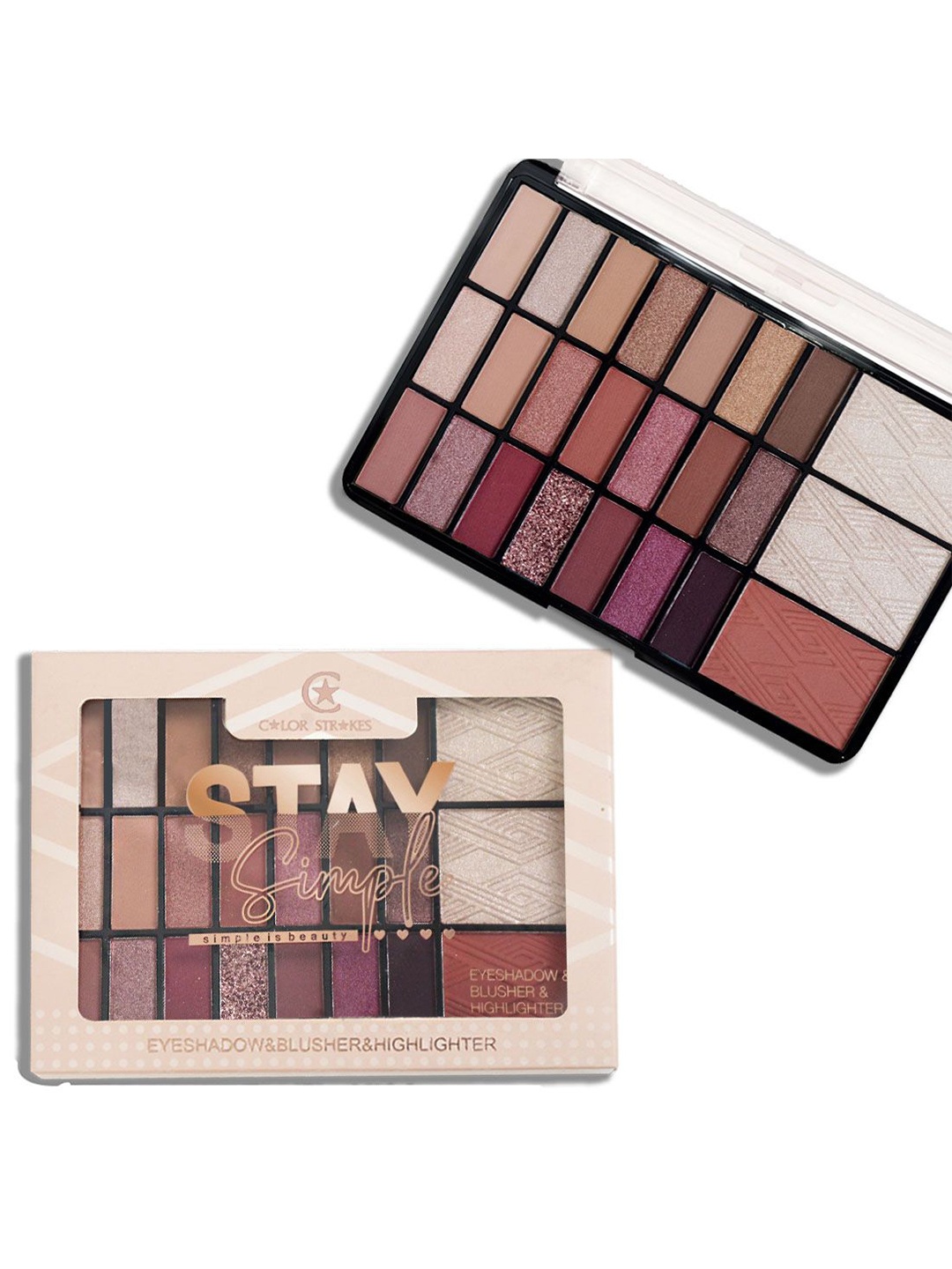 

Adbeni Stay Simple Eyeshadow, Blusher & Highlighter Makeup Kit - 28 g - Shade 02, Brown