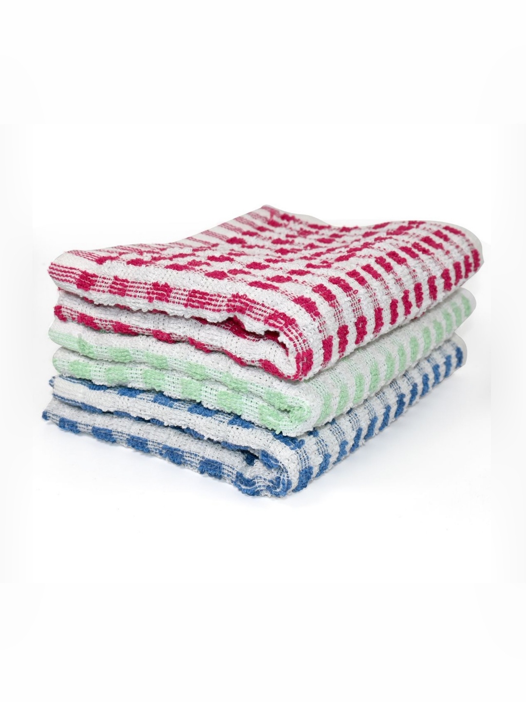 

PRAKARTIK Blue & Green 3 Pieces Striped Kitchen Towels