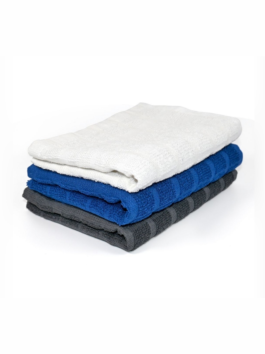 

PRAKARTIK Blue & White 3 Pieces Striped Cotton KitchenTowels