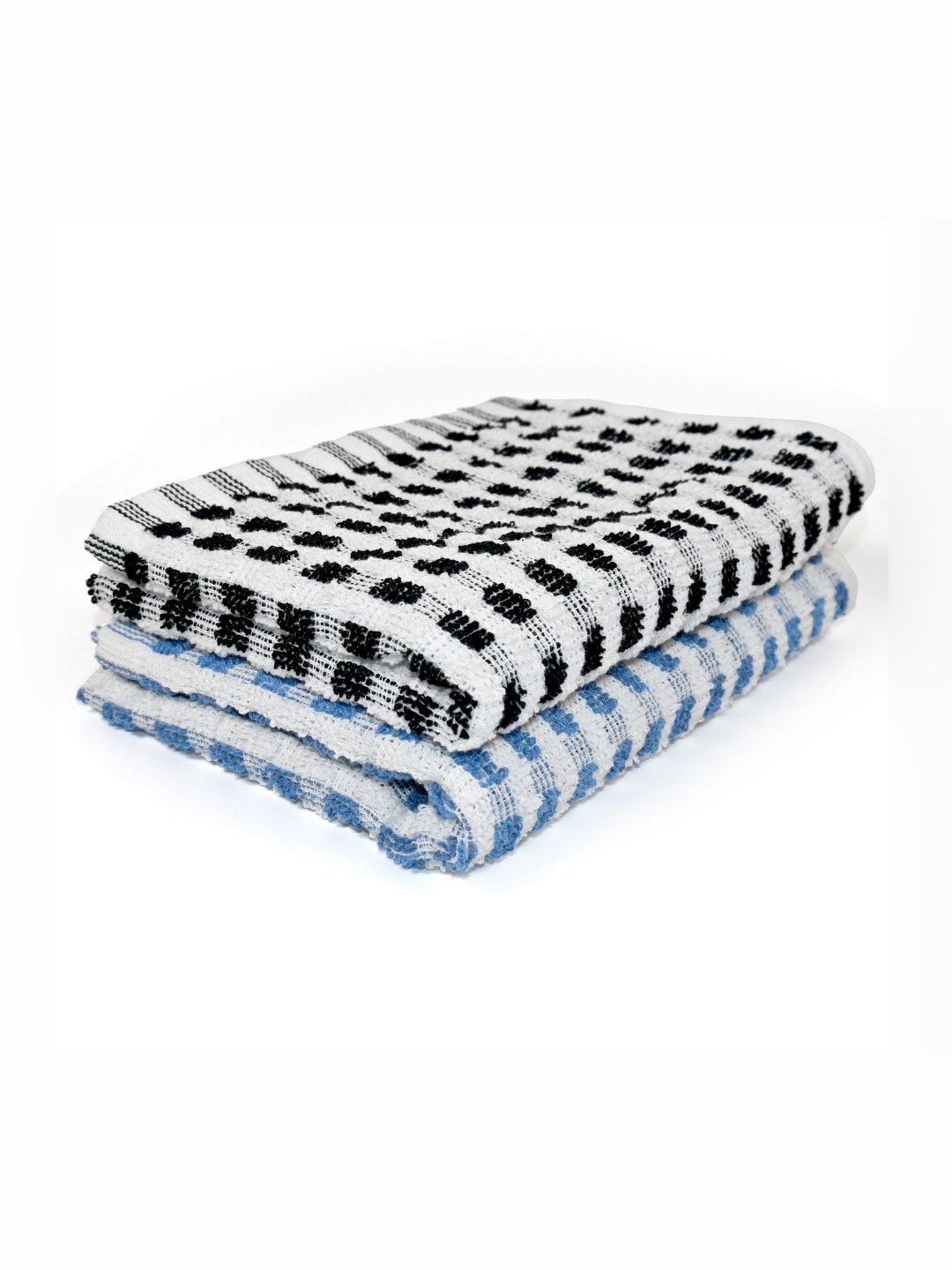 

PRAKARTIK Blue & Black 2 Pieces Striped Pure Cotton Kitchen Towels