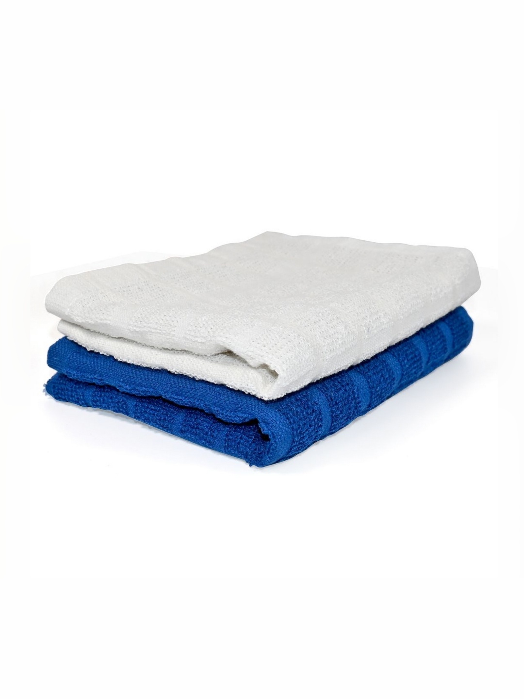 

PRAKARTIK White & Blue 2 Pieces Checked Pure Cotton Kitchen Towels