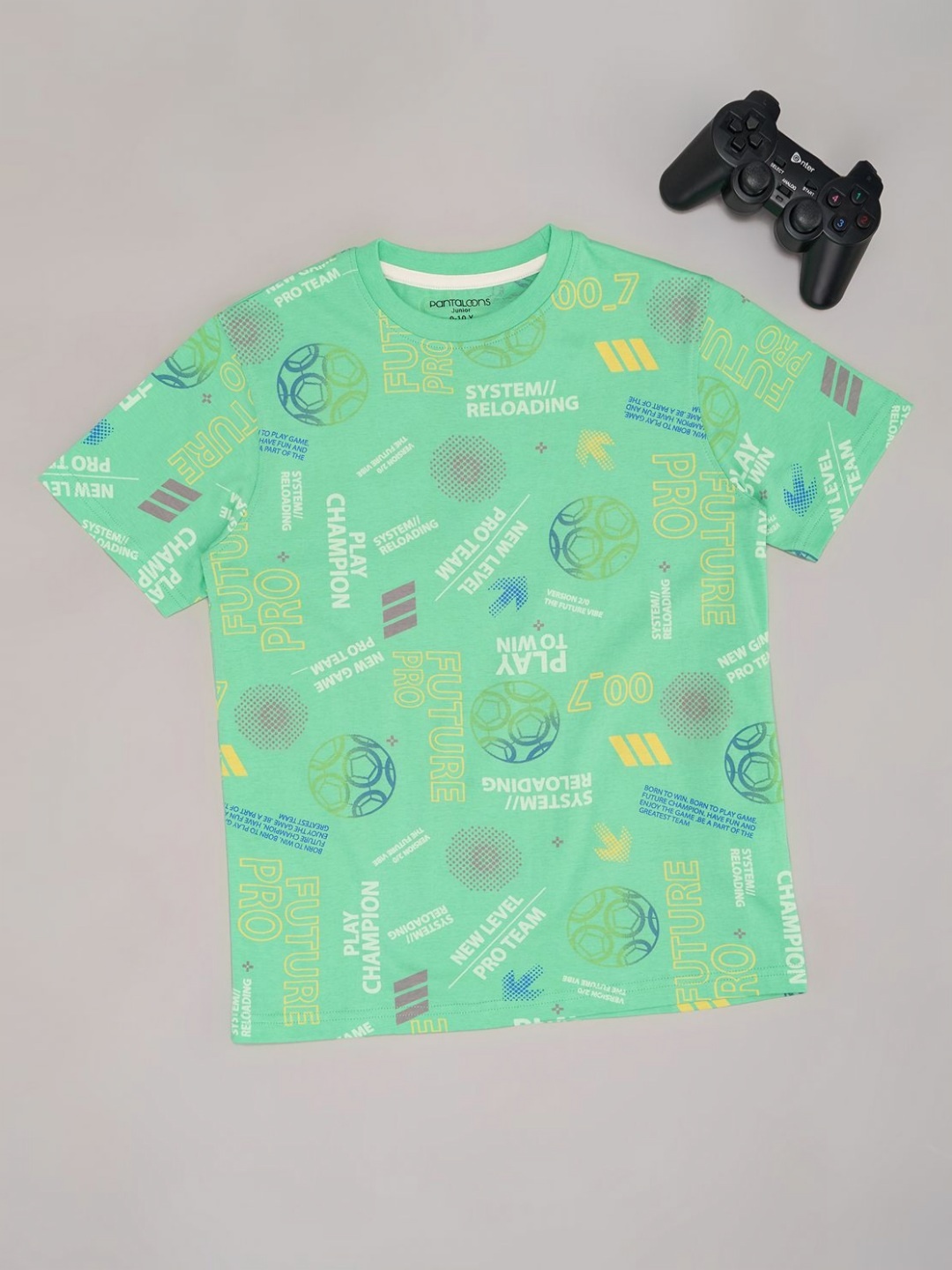 

Pantaloons Junior Boys Typography Printed Round Neck Cotton T-shirt, Green