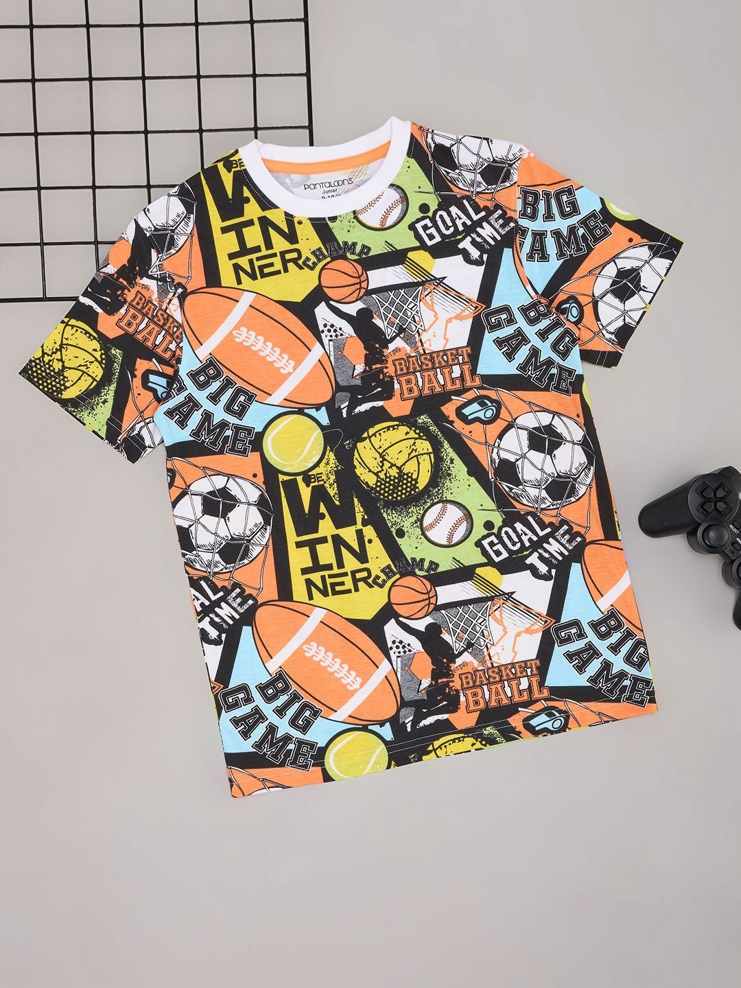 

Pantaloons Junior Boys Graphic Printed Round Neck Cotton T-shirt, Off white