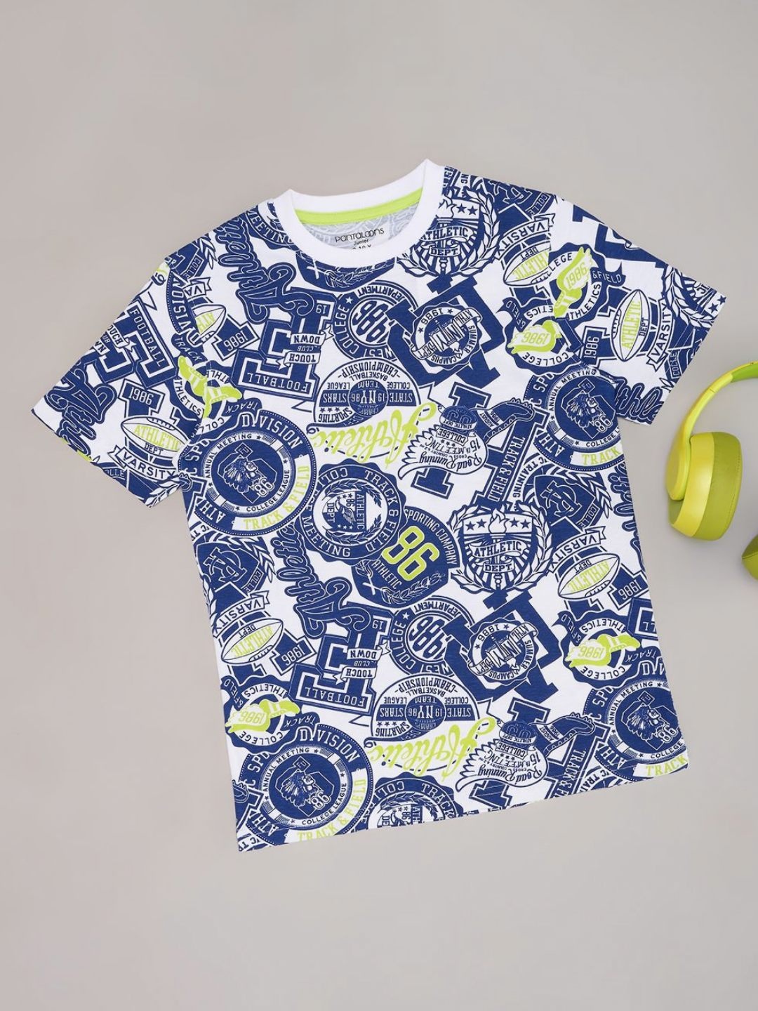 

Pantaloons Junior Boys Graphic Printed Round Neck Cotton T-shirt, White