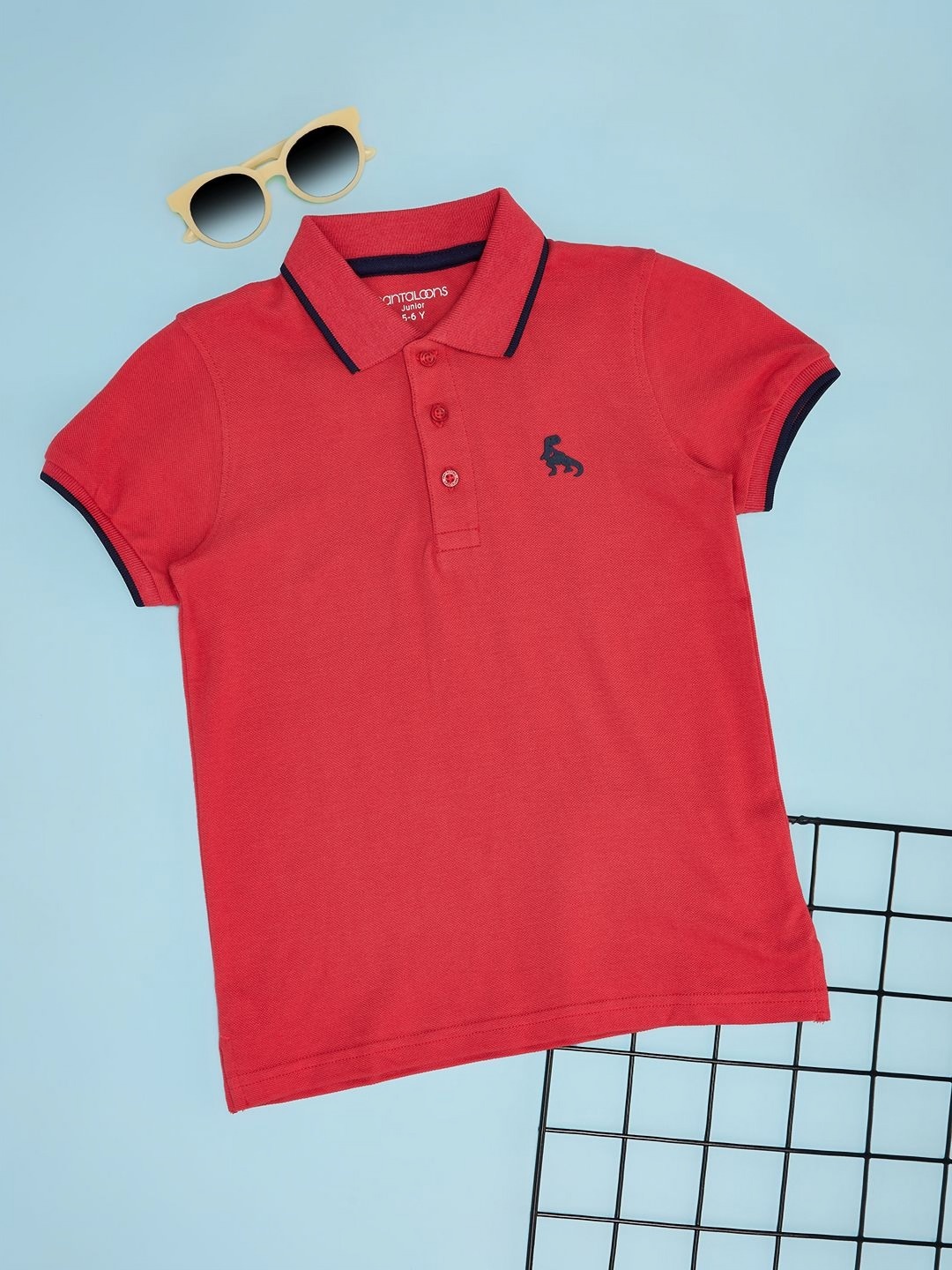 

Pantaloons Junior Boys Solid Polo Collar Cotton T-shirt, Red