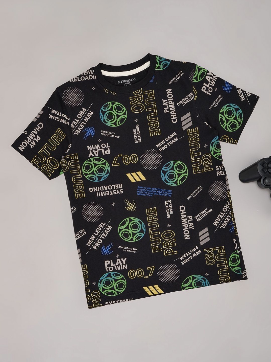 

Pantaloons Junior Boys Graphic Printed Round Neck Cotton T-shirt, Black