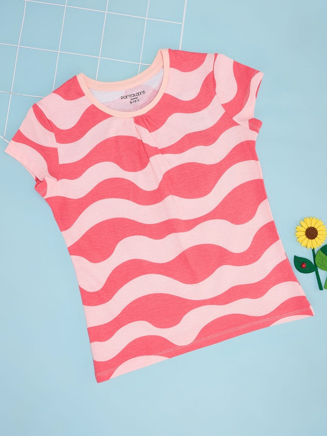 

Pantaloons Junior Girls Striped Round Neck Cotton T-shirt, Pink
