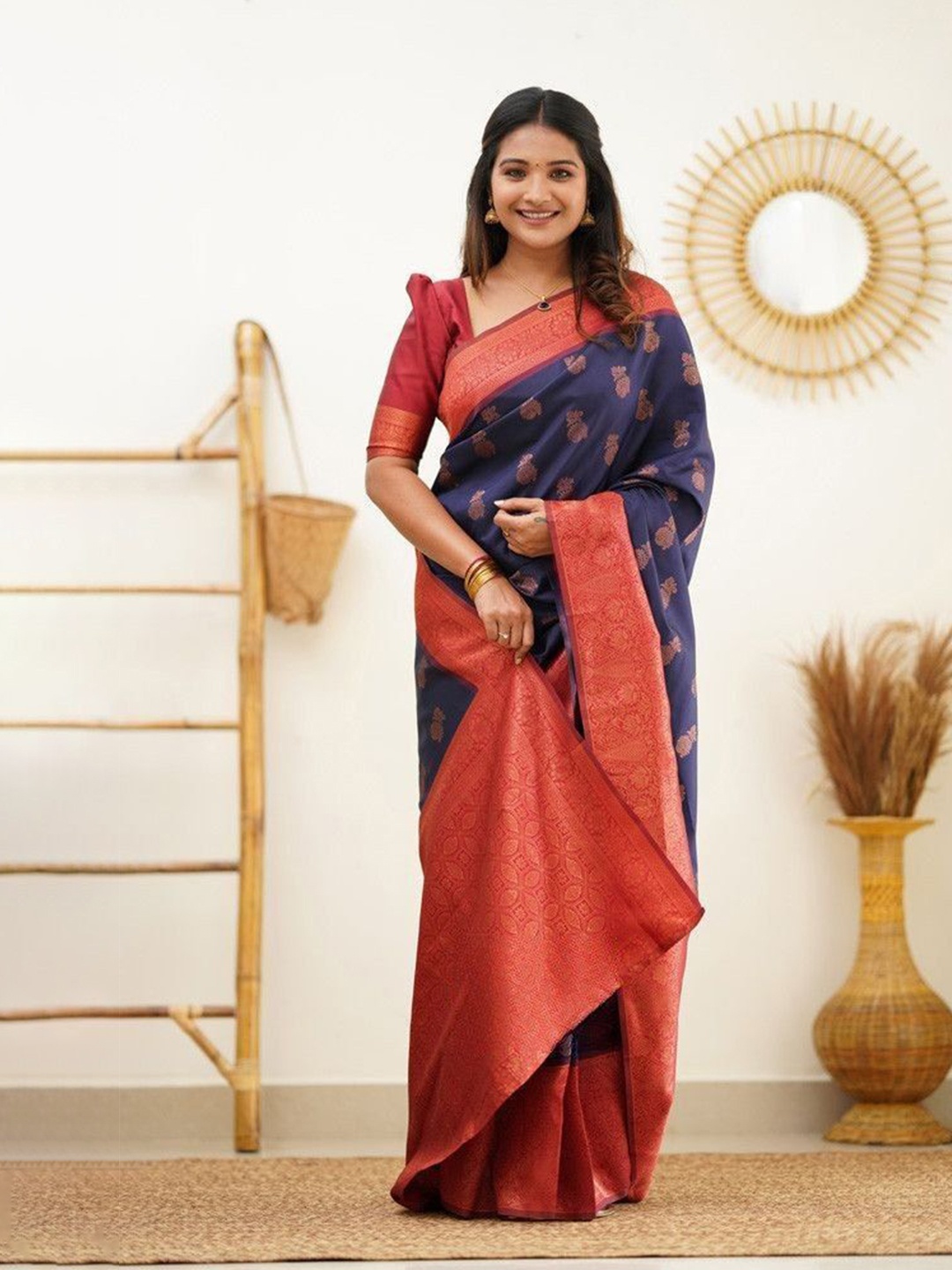 

Fashion Ritmo Woven Design Zari Pure Silk Saree, Blue