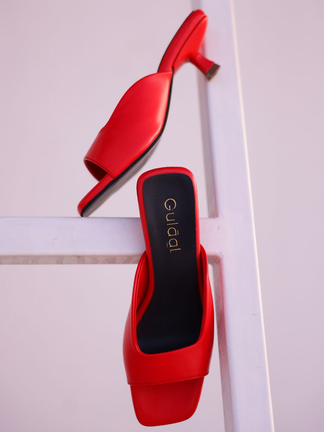 

Gulaal Women Open Toe Kitten Heel Sandals, Red