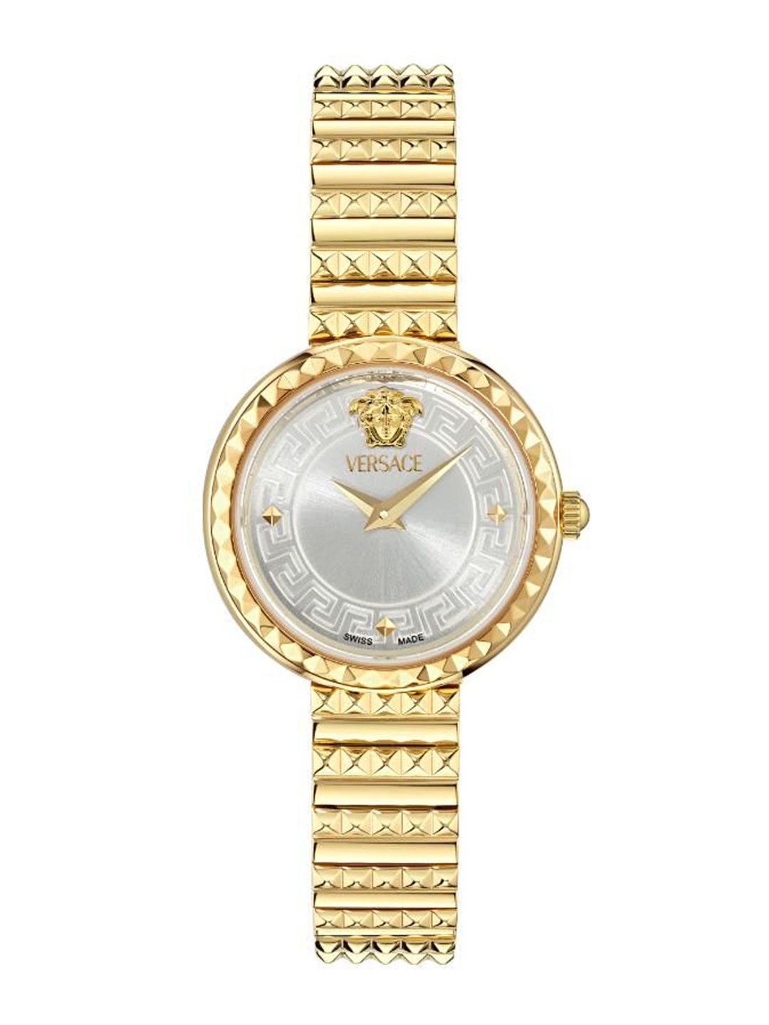

Versace Women Brass Dial & Stainless Steel Bracelet Style Straps Analogue Watch VEDFA0324, Silver
