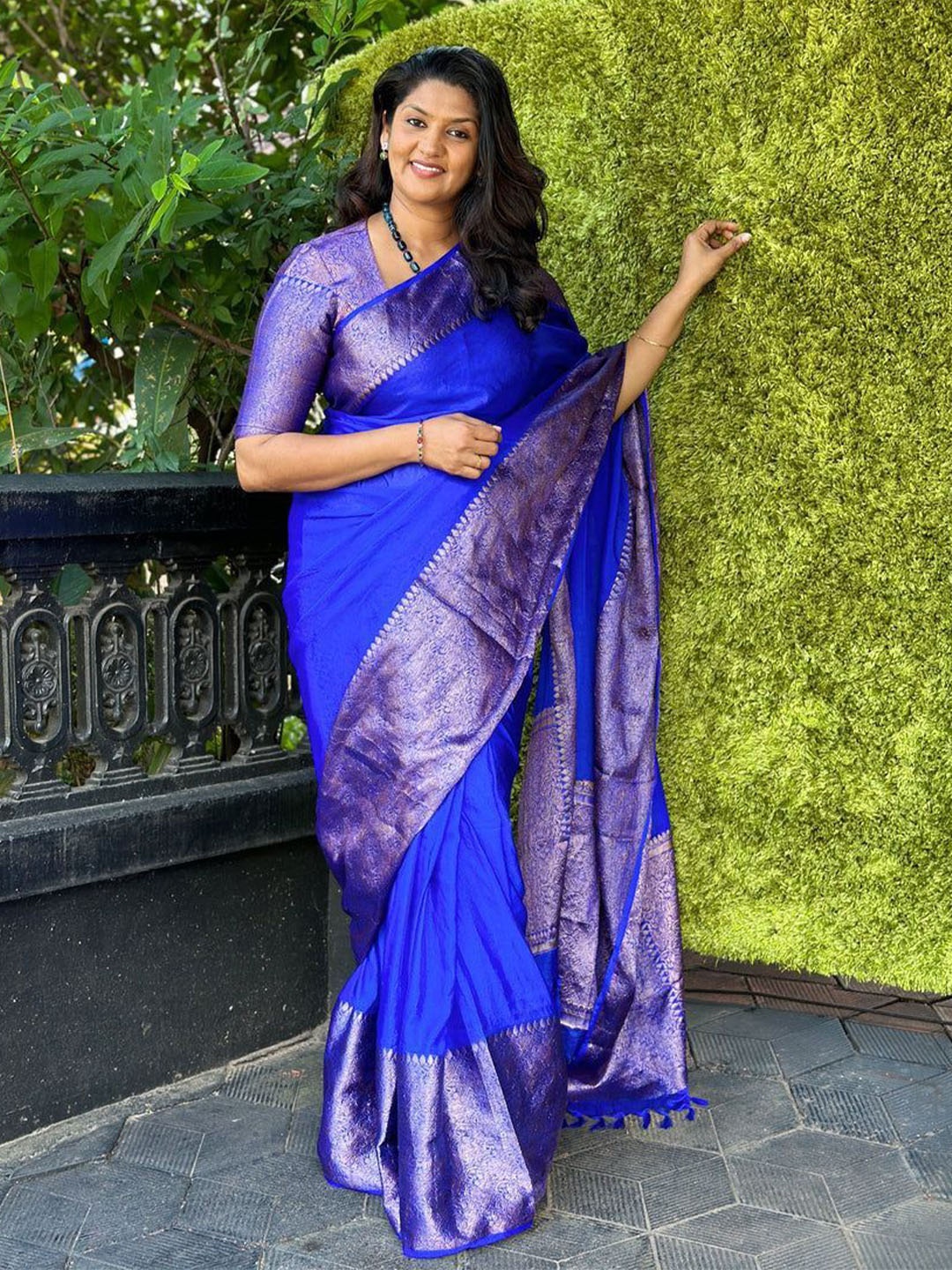

choiceit Woven Design Zari Pure Silk Kanjeevaram Saree, Blue