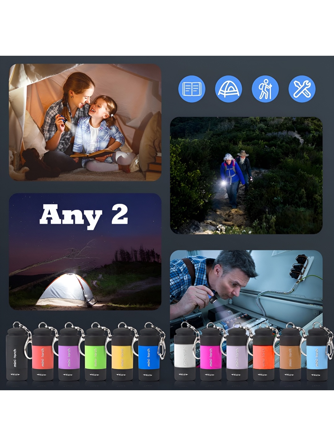 

Flenzy Set Of 2 USB Rechargeable Waterproof Small Flashlights, Multi