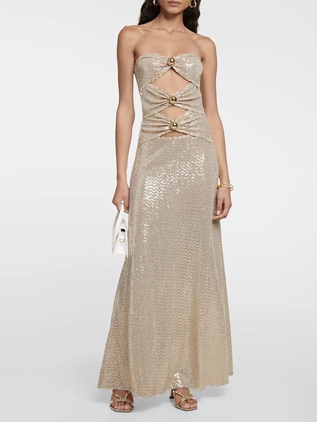 

LULU & SKY Women Embellished Bandeau Dress, Gold