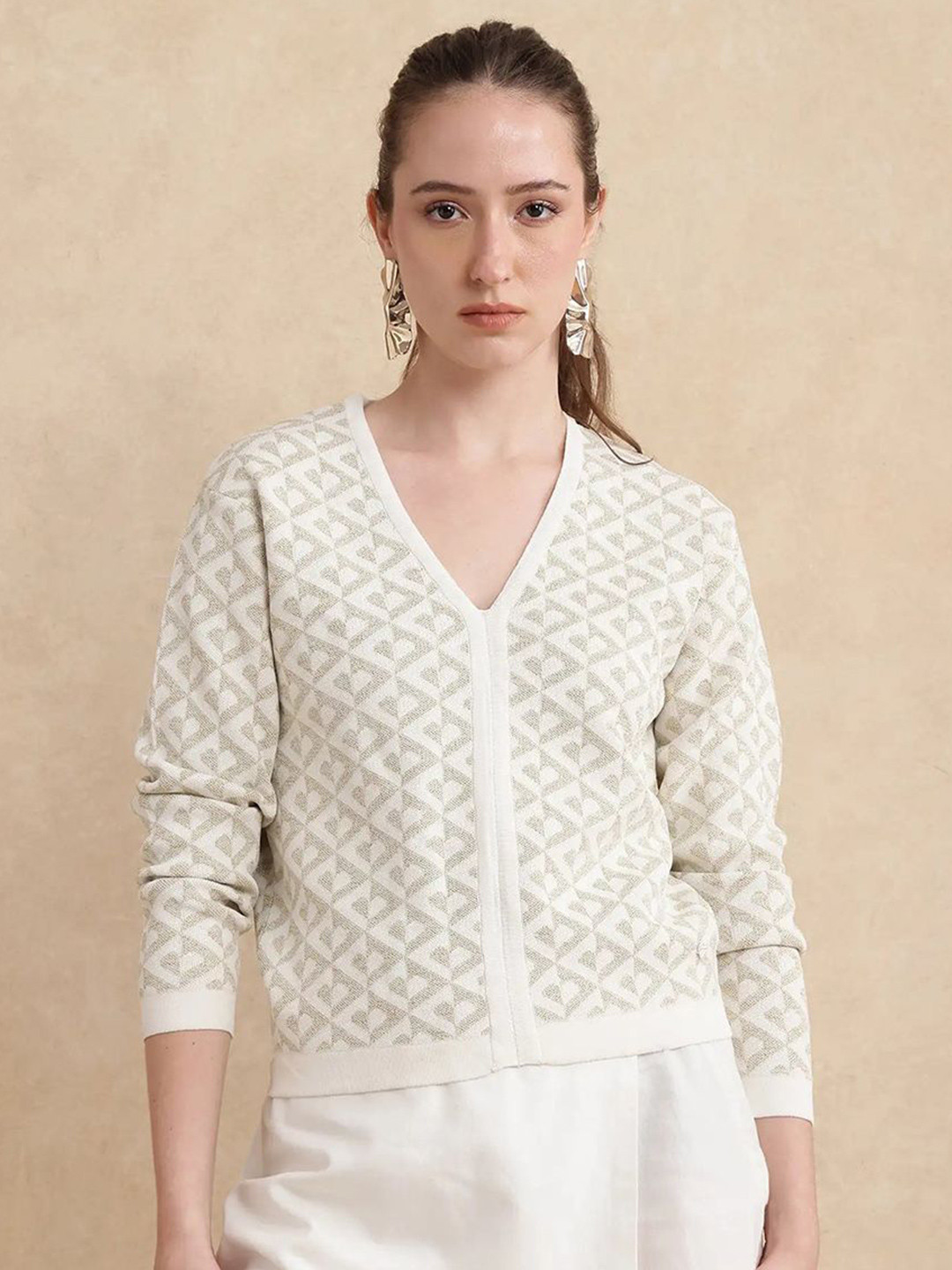 

RAREISM Women Dortyol Primary Off -White Sweaters