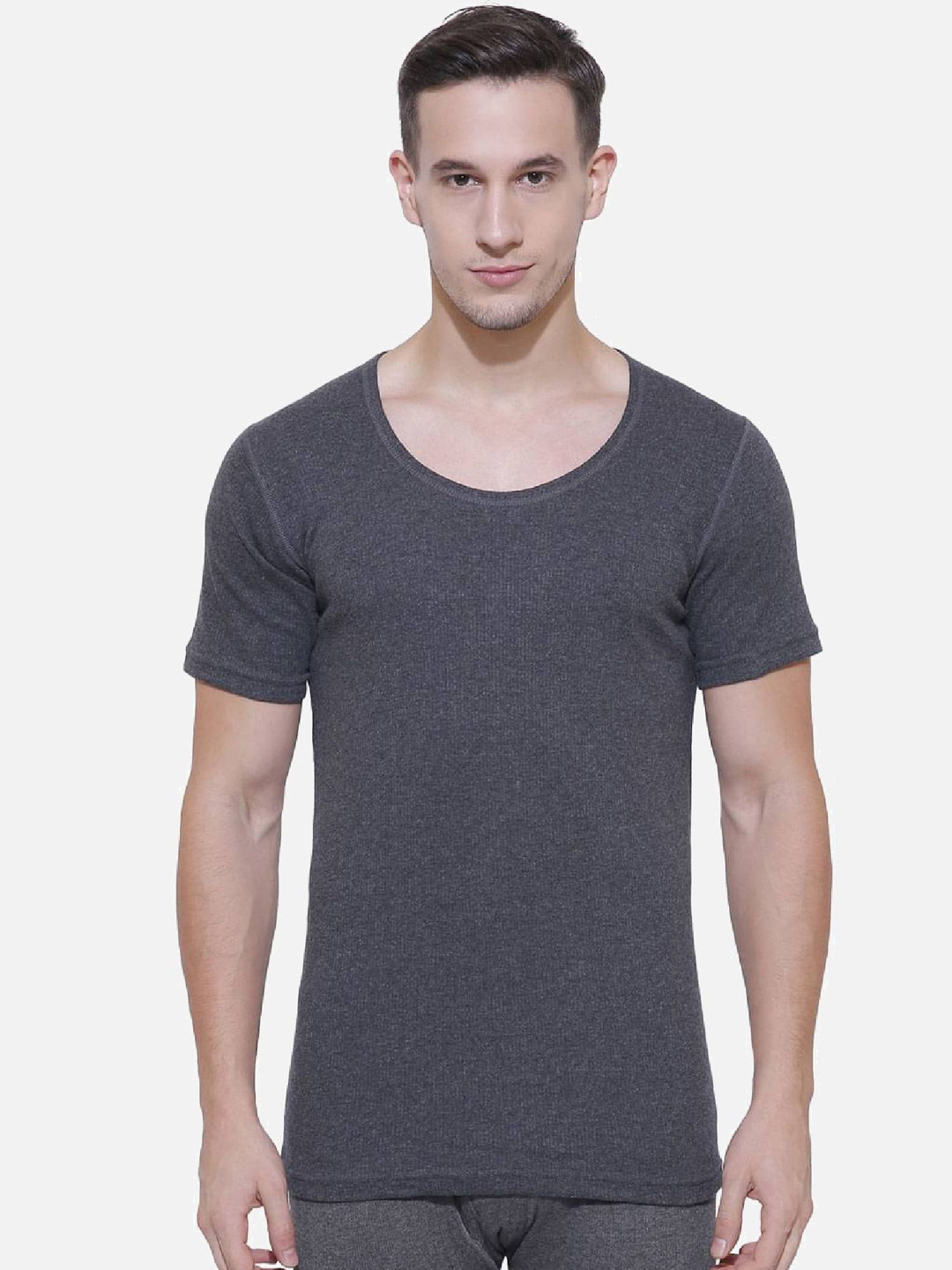 

BODYCARE INSIDER Men Ribbed Cotton Thermal Top, Charcoal