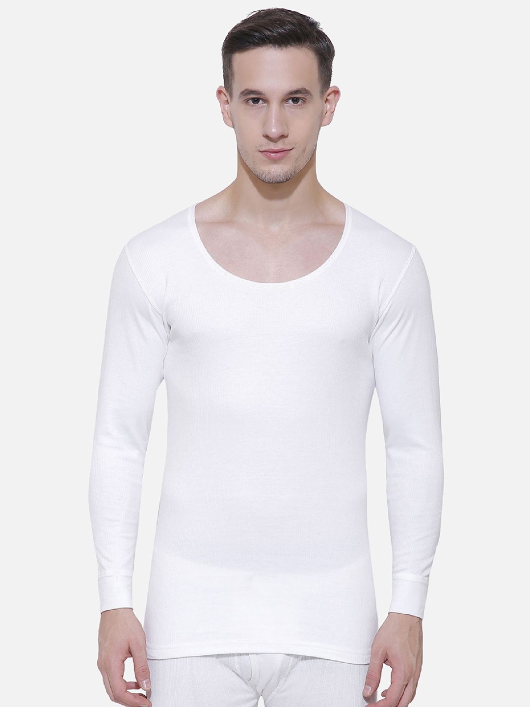 

BODYCARE INSIDER Men Round Neck Cotton Thermal Top, Off white