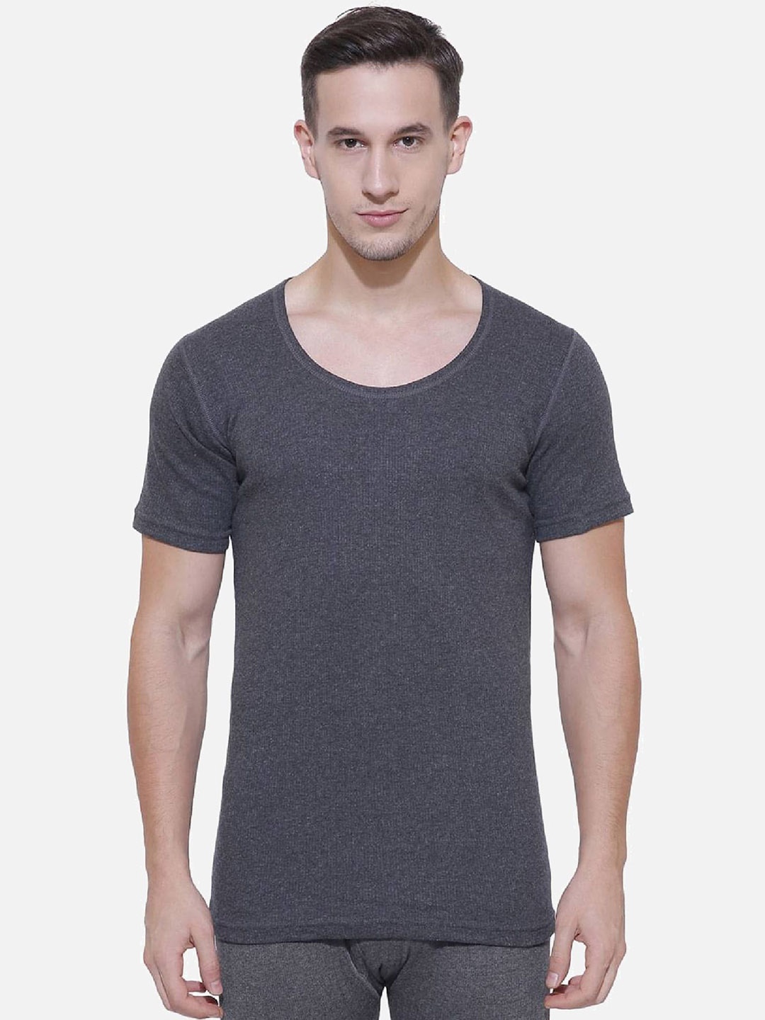 

BODYCARE INSIDER Men Ribbed Cotton Thermal Top, Charcoal