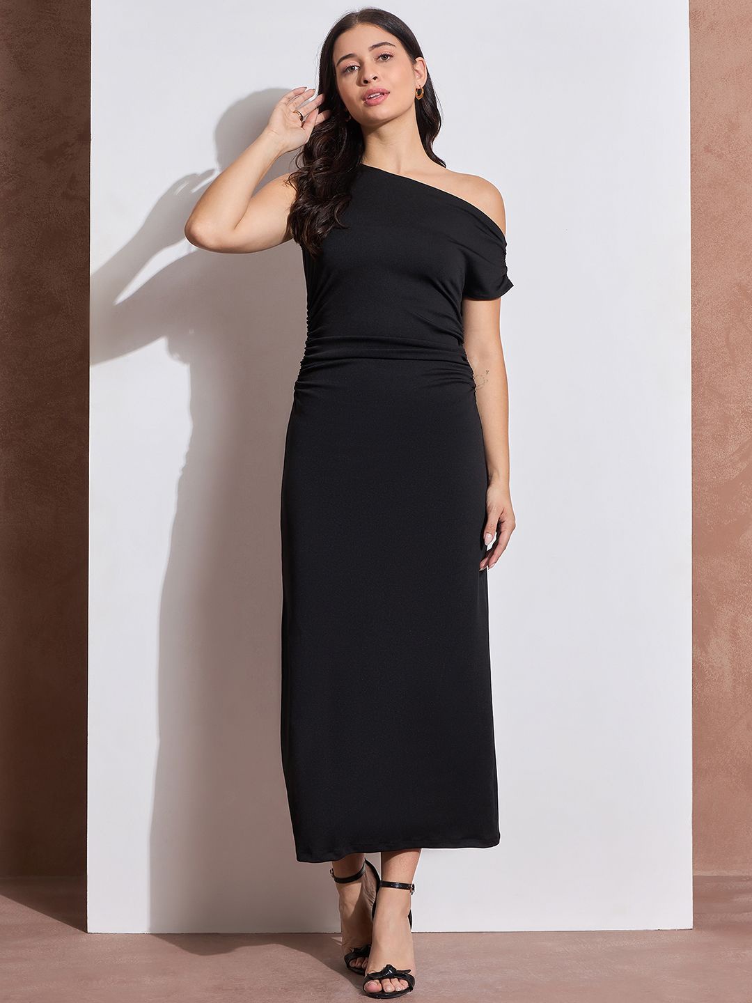 

DRAPE AND DAZZLE Women Off-Shoulder Bodycon Dress, Black
