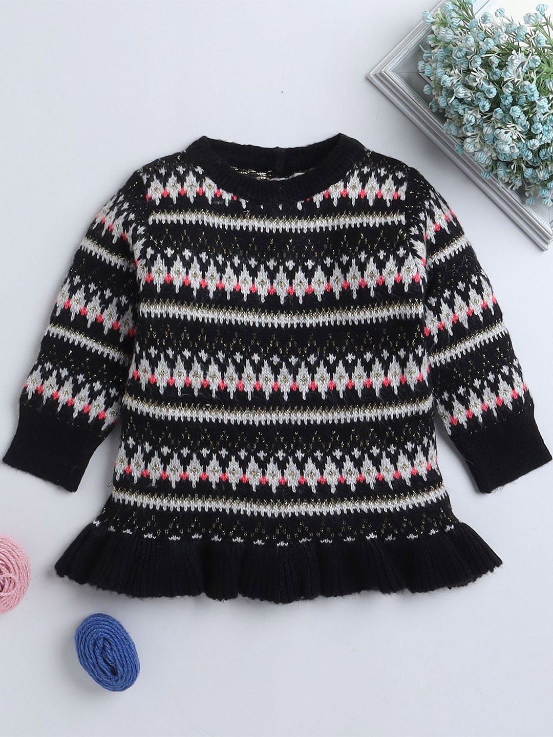 

Yellow Apple Girls Woollen Cardigan Sweaters, Black