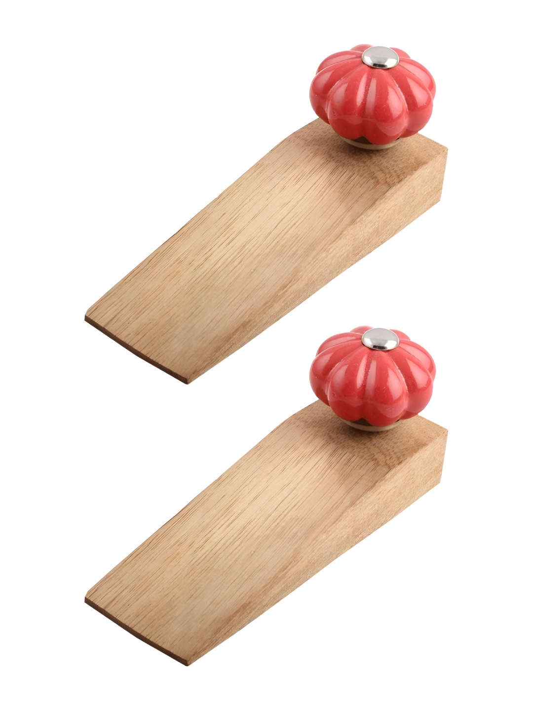 

Indianshelf Brown & Red 2 Pieces Melon Wooden Door Stoppers