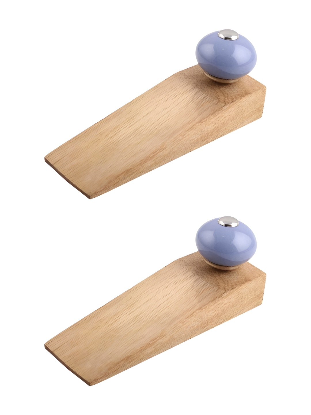 Indianshelf Brown and Blue 2 Pieces Wooden Door stoppers