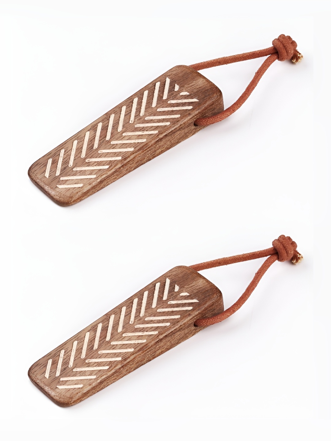 

Indianshelf Brown and White 2 Pieces Herringbone Wooden Door Stoppers