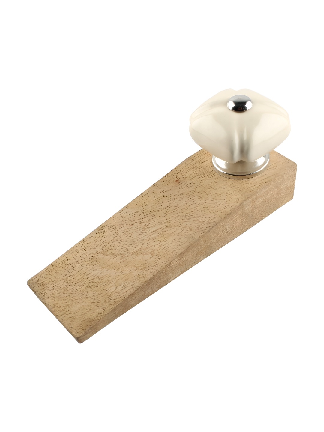 Indianshelf Beige & Cream Wooden Door Stopper