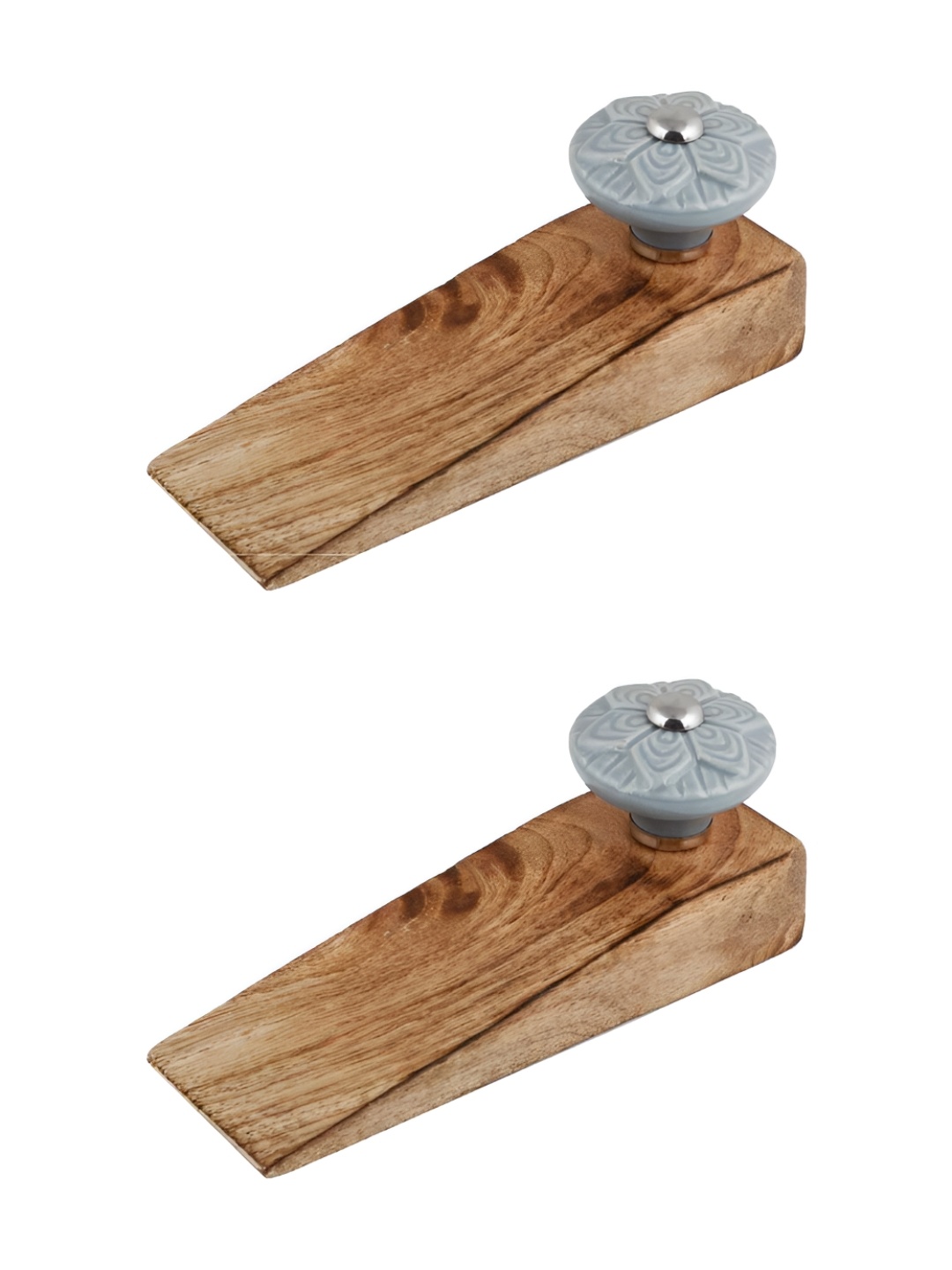

Indianshelf Brown & Grey 2 Piece Floral Ceramic & Wooden Wheel Door Stoppers