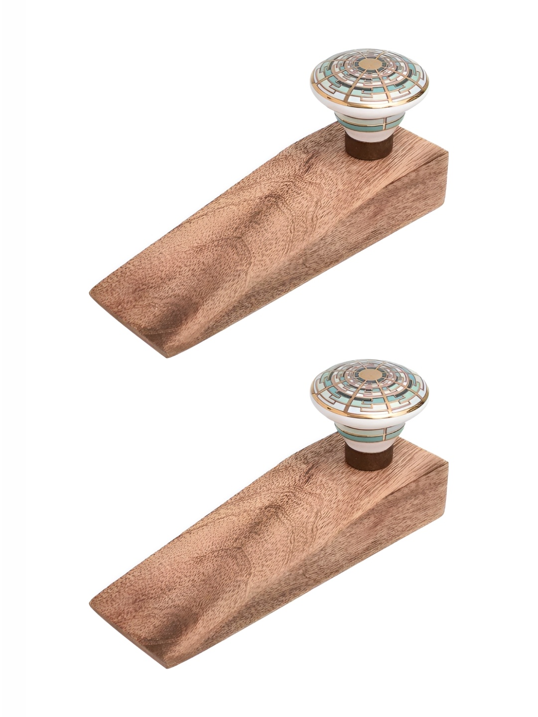

Indianshelf Brown & White 2 Pieces Geometric Mosaic Doorstopper