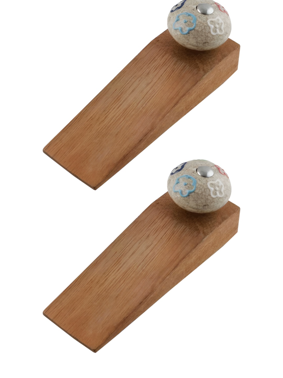 

Indianshelf Brown & White 2 Pieces Floral Decorative Door Stops (Multi)