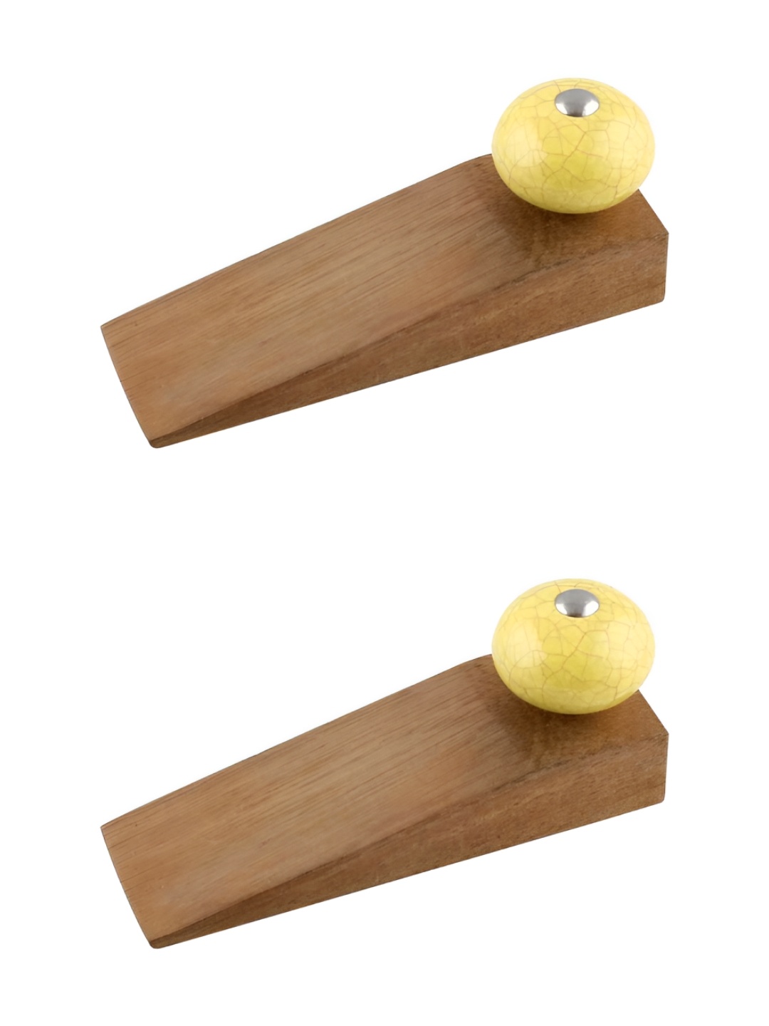 Indianshelf Brown & Yellow 2 Pieces Wood Crackle Door Stopper