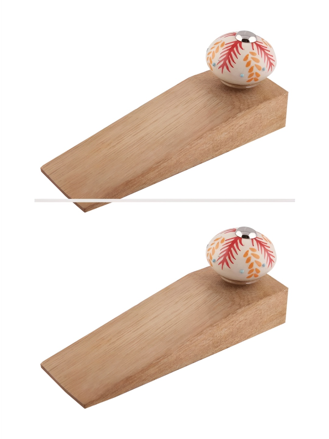 Indianshelf Brown & White 2 Pieces Ceramic Door Stopper to Keep Door Open (Red)