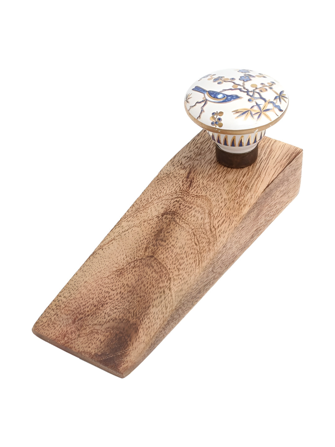 

Indianshelf Brown & White Bird Ceramic Wood Door Stopper
