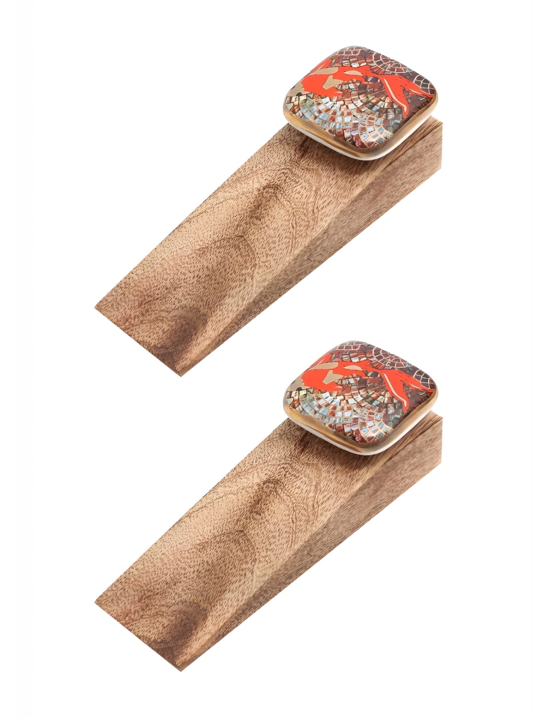 

Indianshelf Brown & Orange Coloured 2 Pieces Pieces Wood Fish Door Stopper