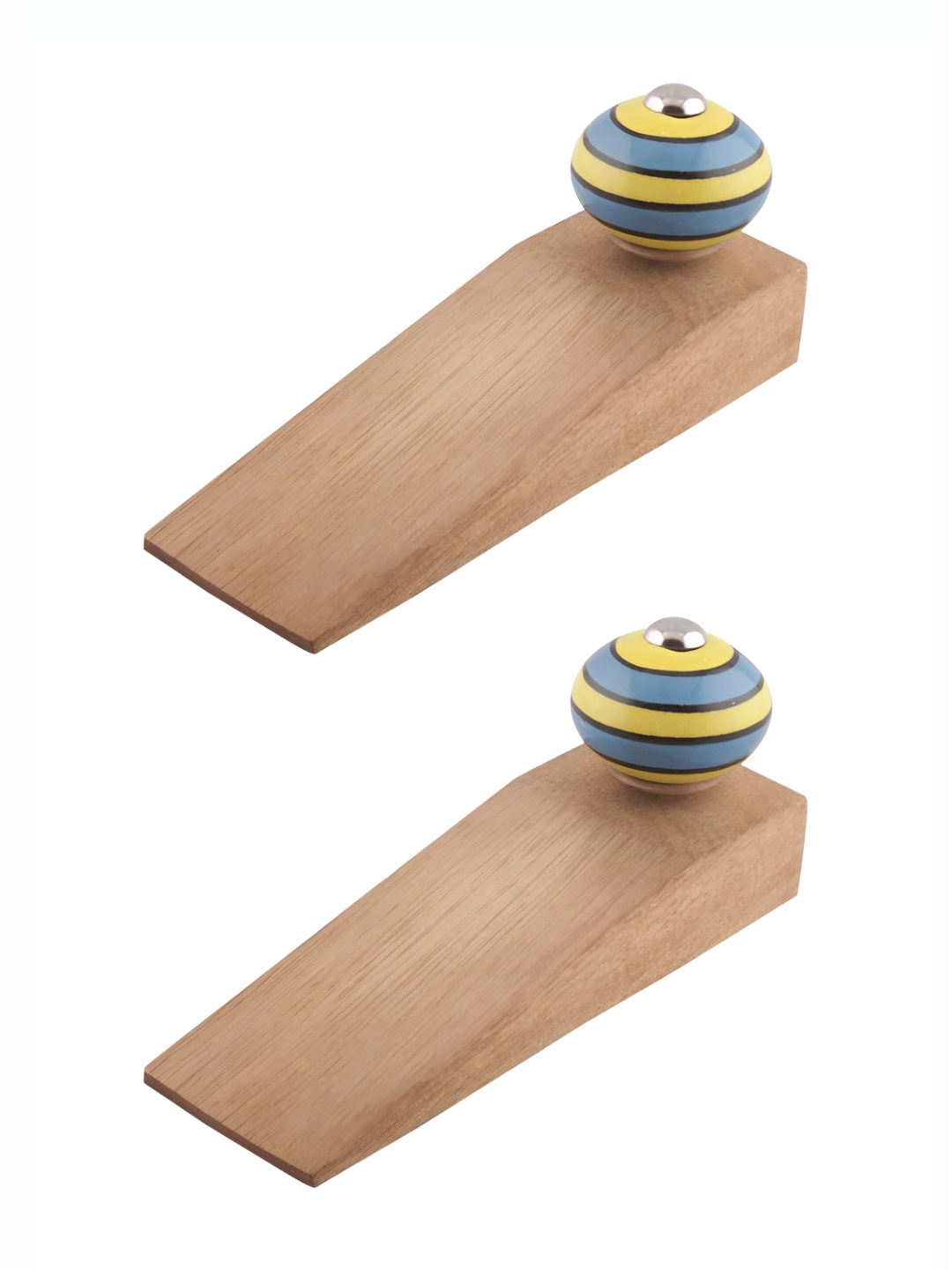 

Indianshelf Brown & Turquoise Blue 2 Pieces Wooden Door Stopper