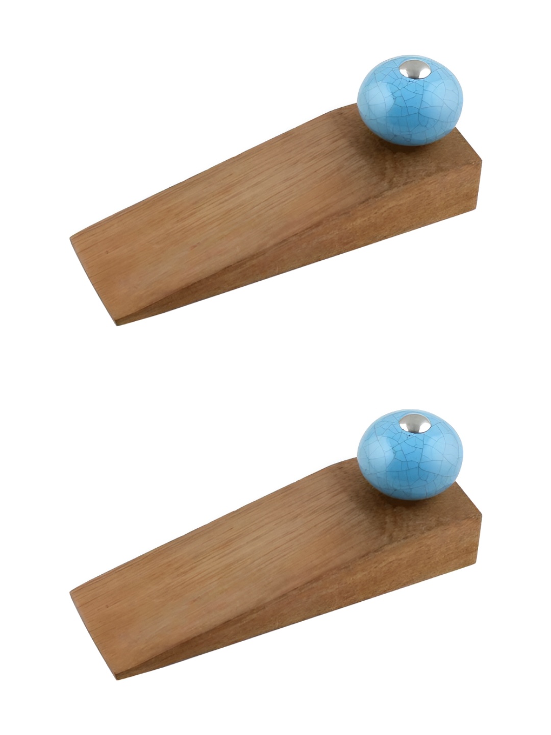 Indianshelf Brown & Blue 2 Pieces Wooden Door Stopper