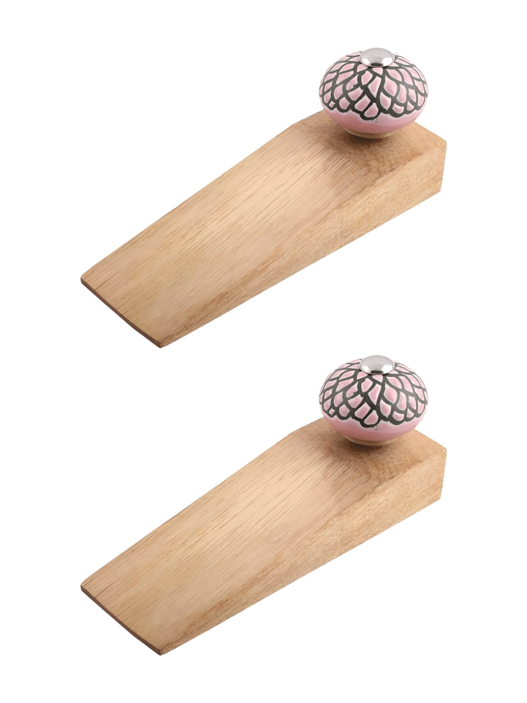 

Indianshelf Brown & White 2 Pieces Wooden Door Stopper