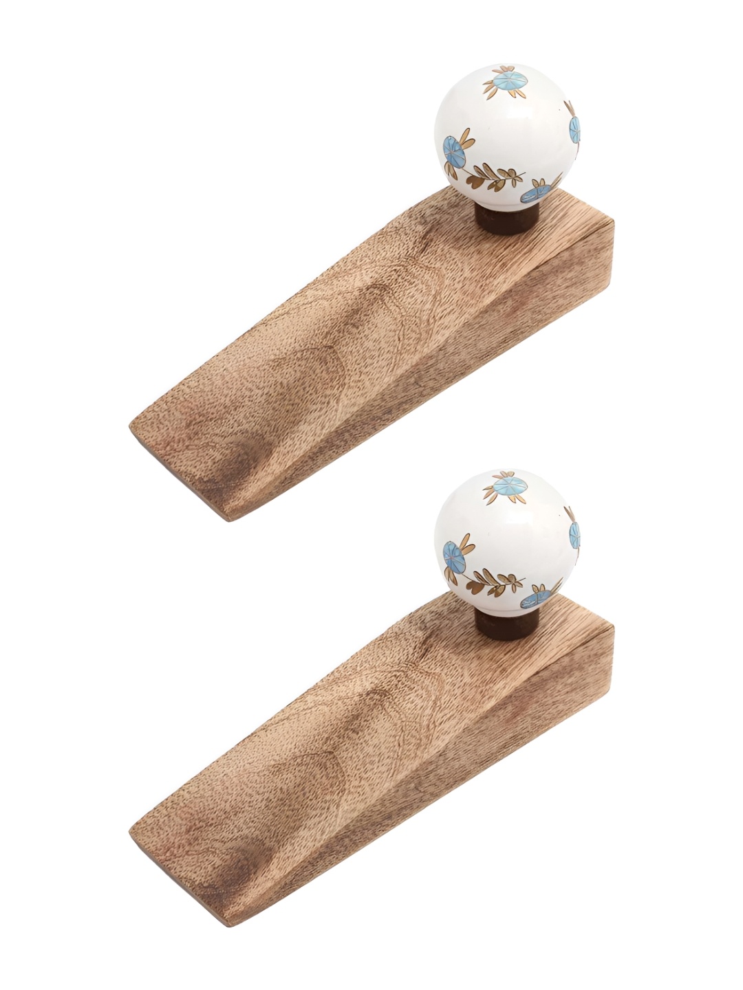 

Indianshelf Brown 2 Pieces Printed Ceramic Wooden Decorative Door Stops