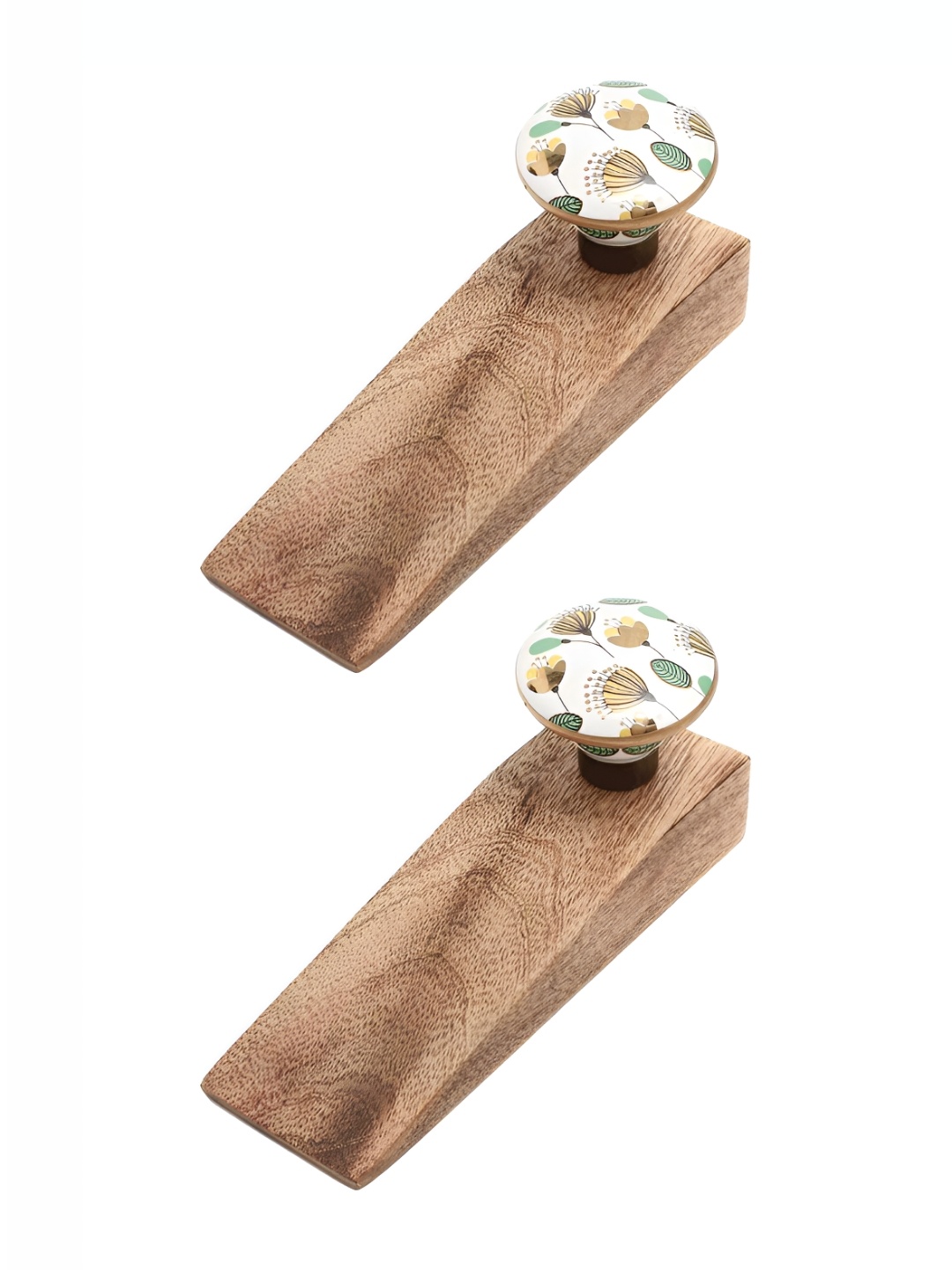 

Indianshelf Brown & White 2 Pieces Flower Printed Door Stopper
