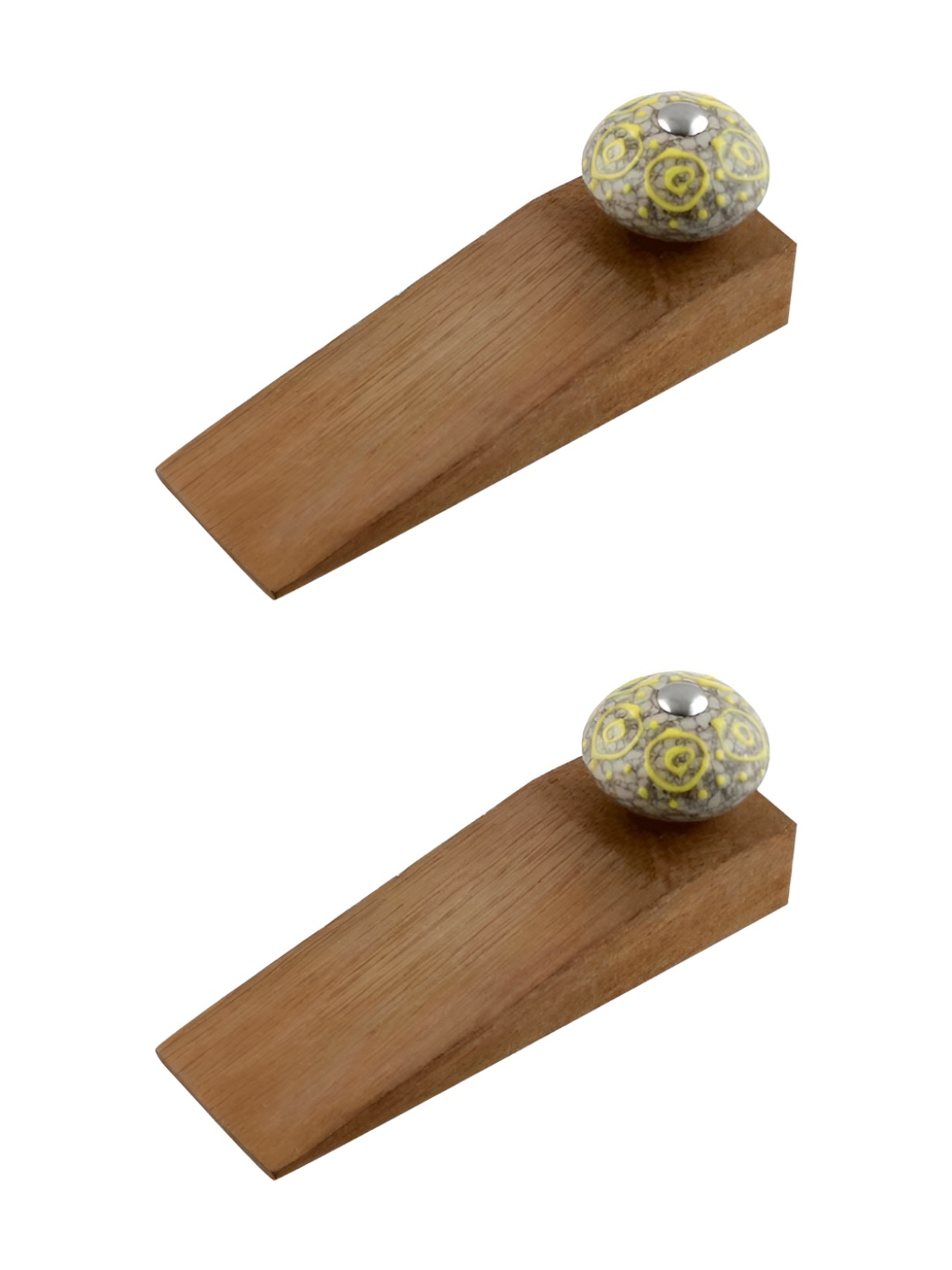 

Indianshelf Brown & White 2 Pieces Printed Door Stopper