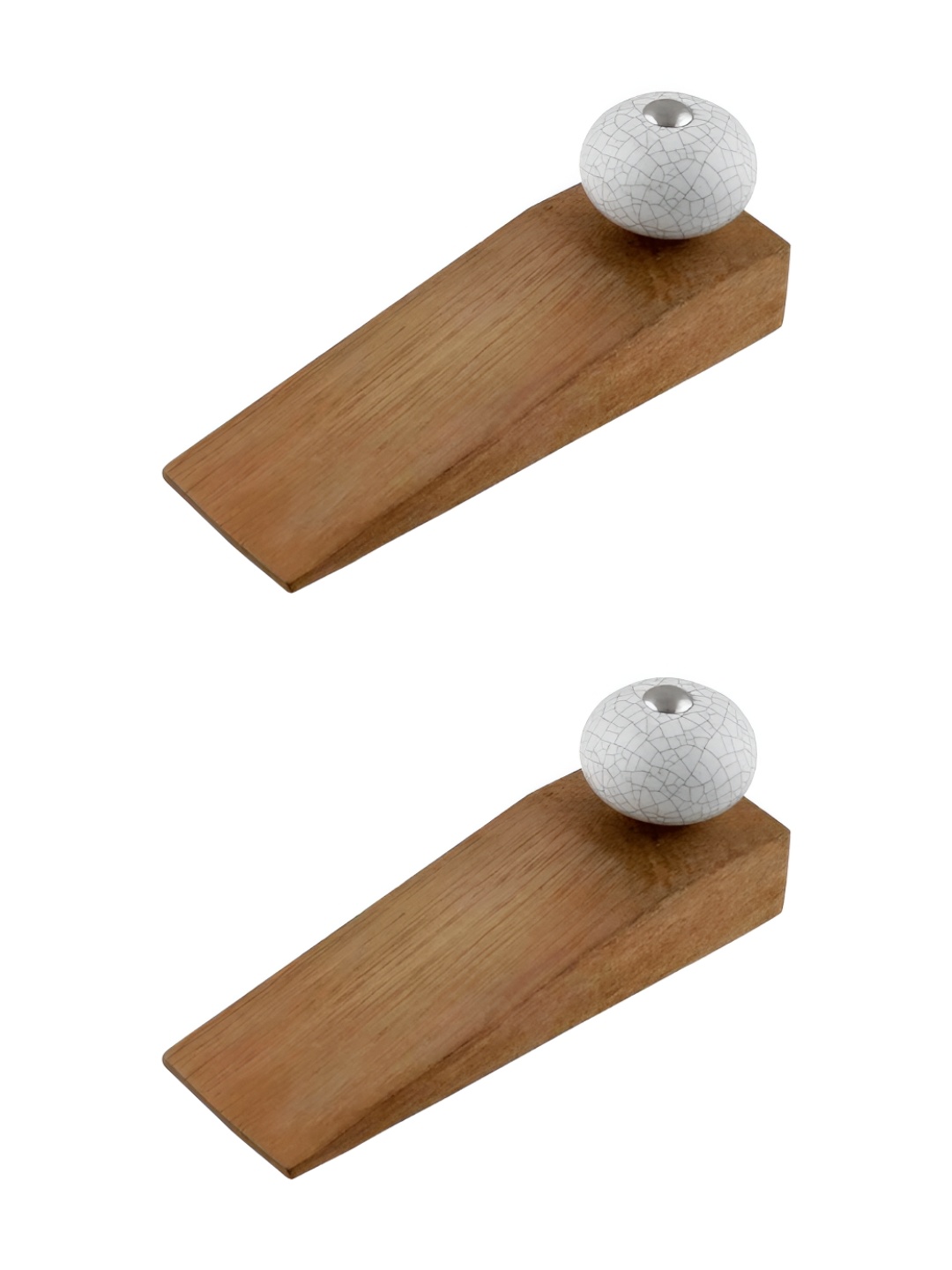 Indianshelf Brown & Grey 2 Pieces Wooden Crackle Door Stopper