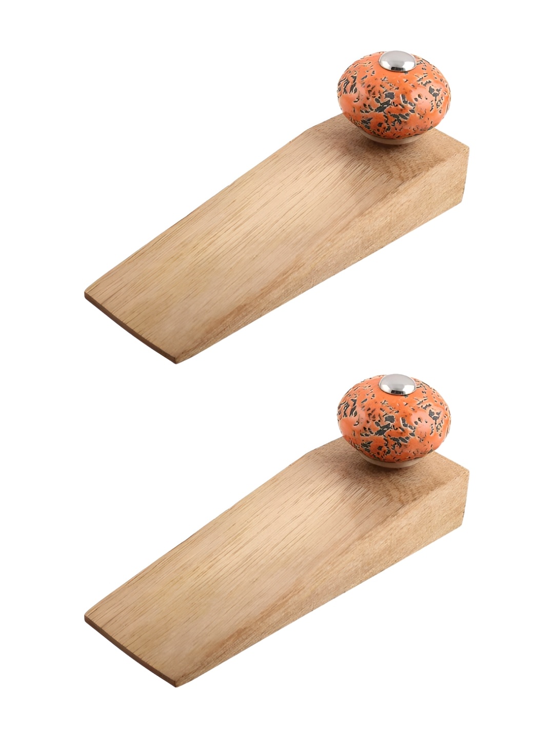 

Indianshelf Brown & Orange Colored 2 Pieces Textured Ceramic Wood Door Stopper