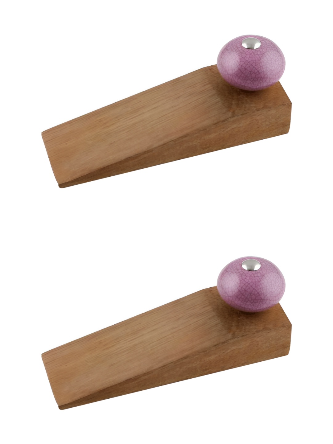 Indianshelf Brown & Purple 2 Pieces Wooden Crackle Door Stoppers