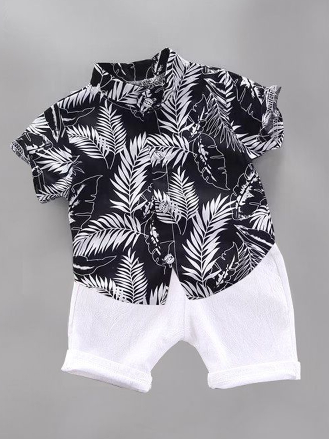 

DANGAR Unisex Kids Printed Shirt with Shorts, Black
