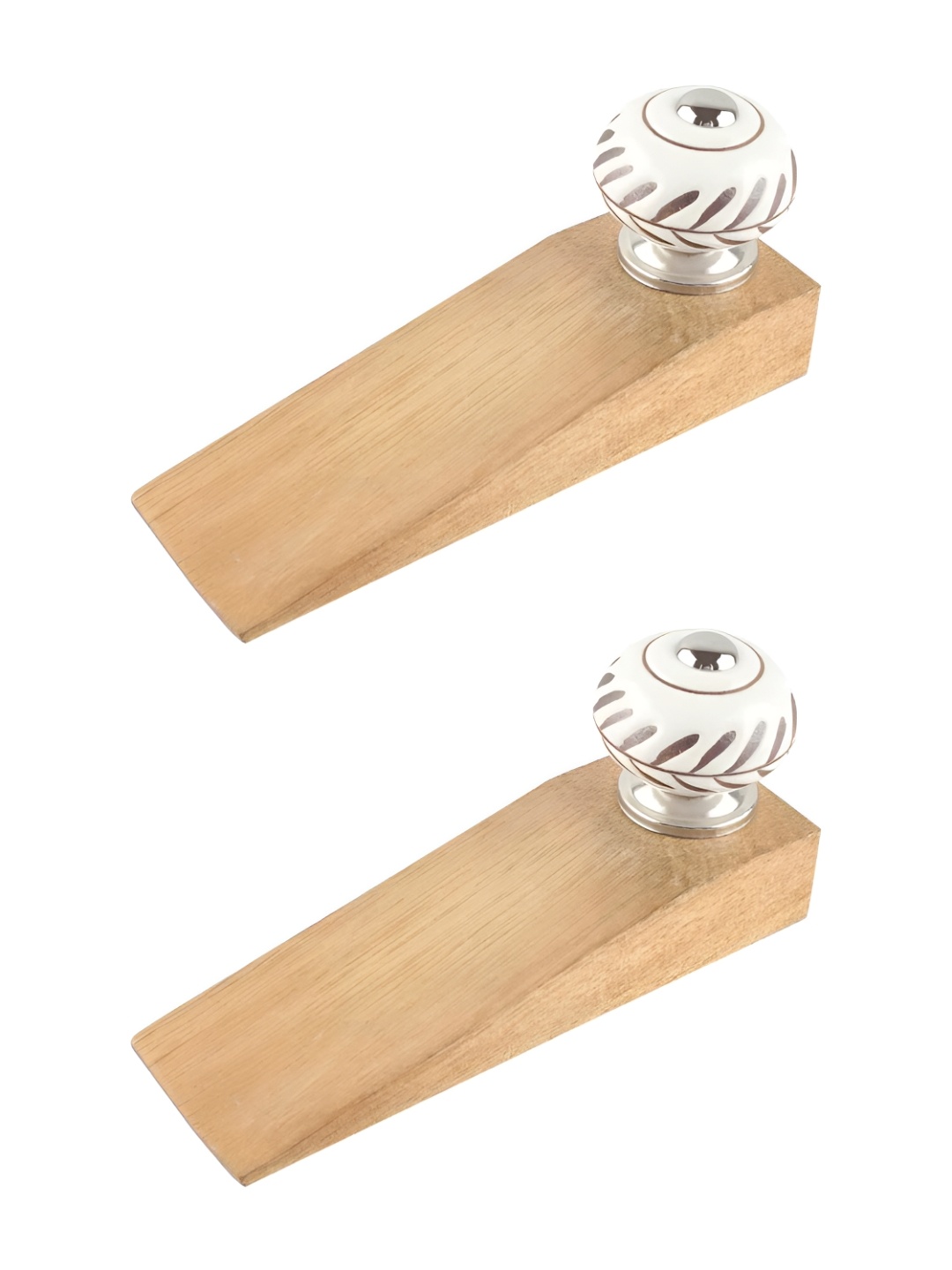 

Indianshelf Brown & White 2 Pieces Floral Ceramic Decorative Door Stoppers
