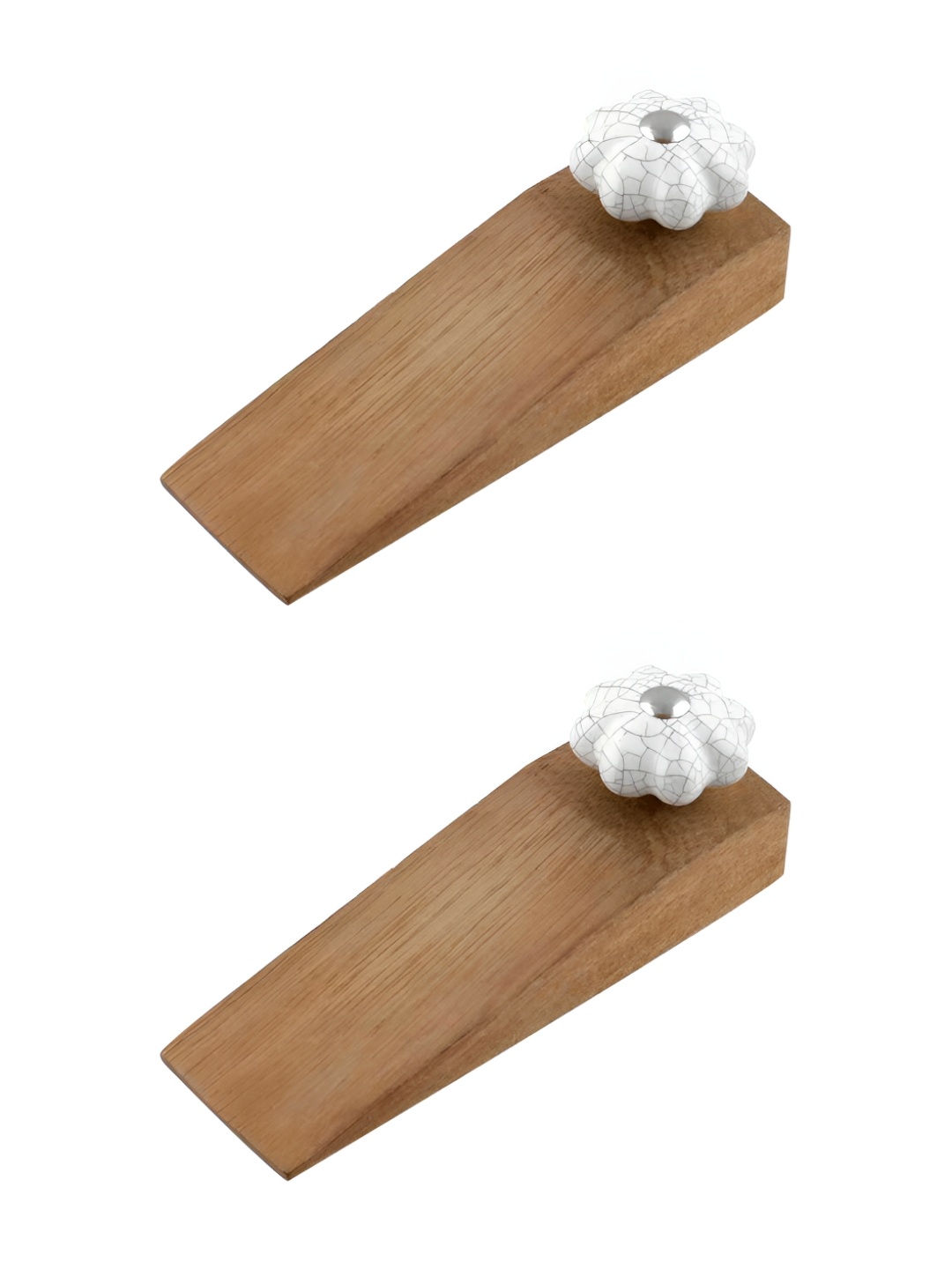 

Indianshelf Brown & White 2 Pieces Wooden Crackle Melon Door Stoppers