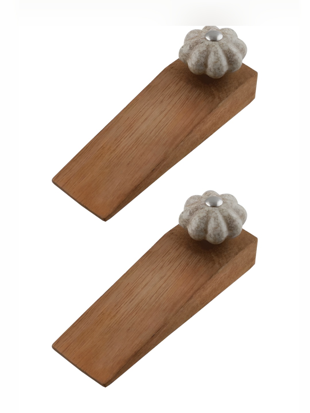 

Indianshelf Brown & Grey 2 Pieces Wooden Melon Crackle Door Stoppers